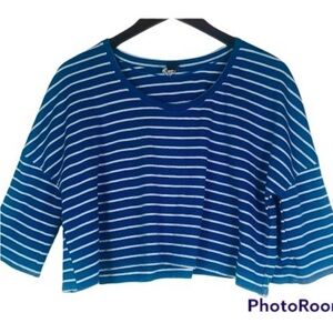 FREE PEOPLE Blue Striped Women's Top, size small